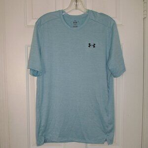 Under Armour Mens S/S Ice Blue Stretch Crew Active T-Shirt - Size Small